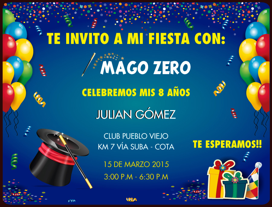 INVITACIÓN CUMPLEAÑOS JULIAN GÓMEZ invitacion magia cumpleaños