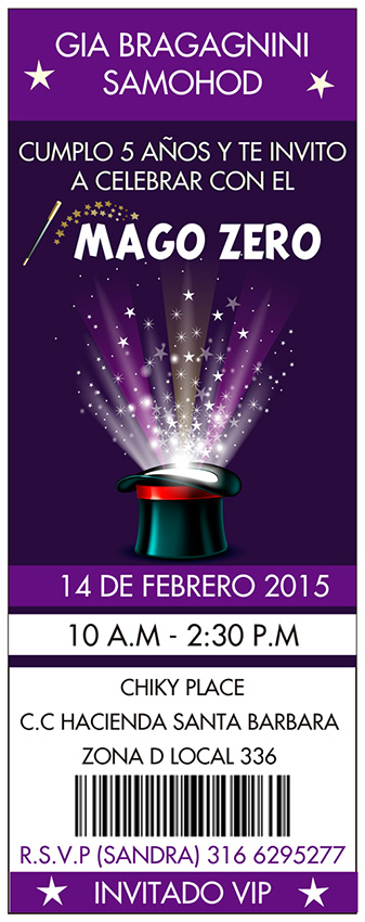 INVITACIÓN CUMPLEAÑOS GIA BRAGAGNINI invitación show de magia bogotá