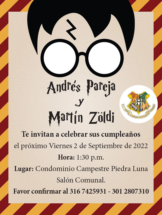 INVITACIÓN HARRY POTTER MARÍA JULIANA invitación harry potter