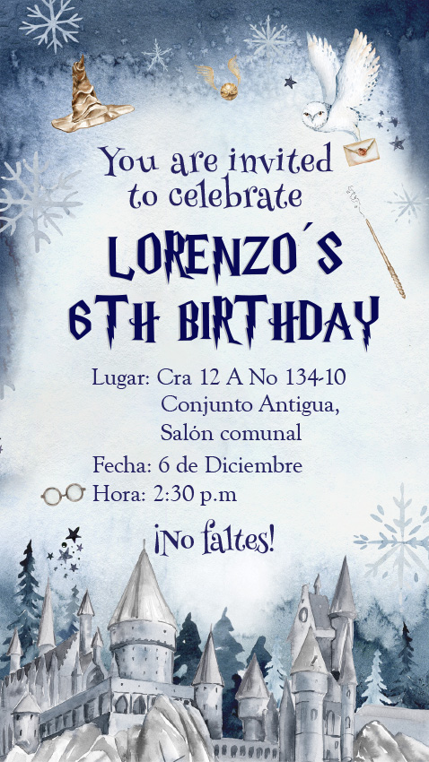 INVITACIÓN HARRY POTTER LORENZO invitación harry potter bogotá